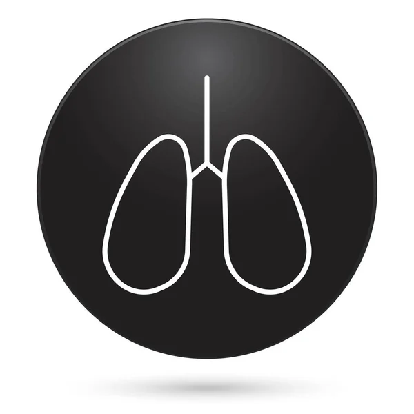 Pulmones Icono Humano Botón Círculo Negro Ilustración Vectorial — Archivo Imágenes Vectoriales