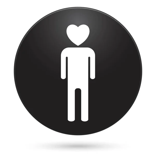 Man Heart Icon Black Circle Button Vector Illustration — Archivo Imágenes Vectoriales