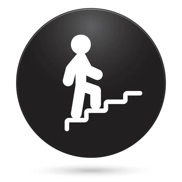 Man Ladder Icon Black Circle Button Vector Illustration — Stock Vector