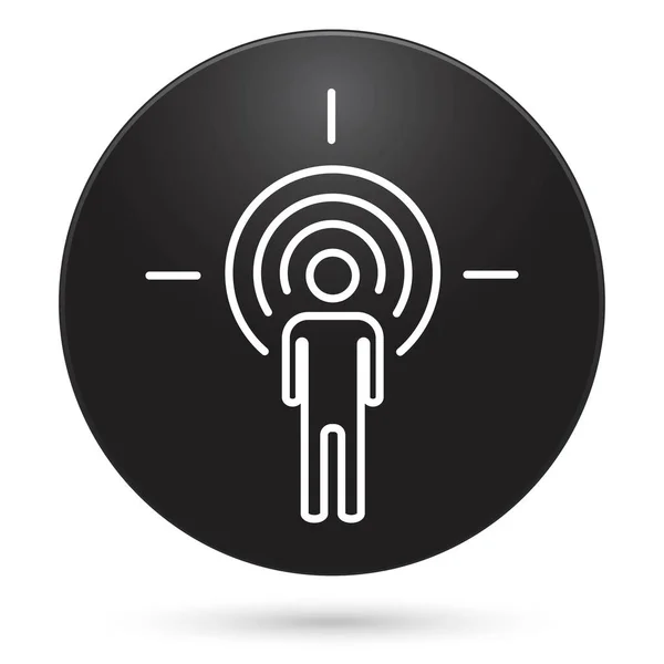 Man Target Icon Black Circle Button Vector Illustration — Stok Vektör