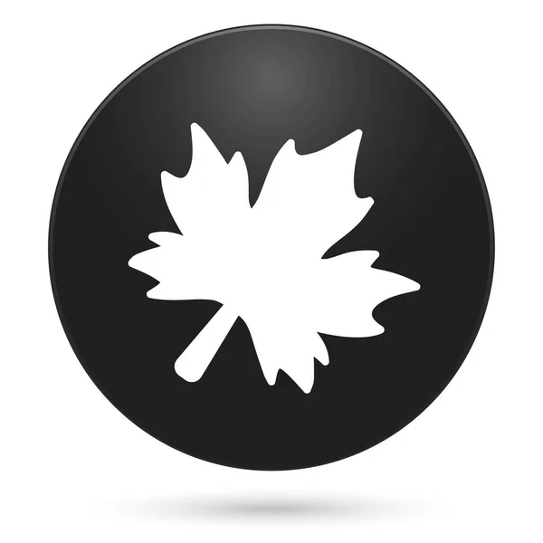 Maple Leaf Icon Black Circle Button Vector Illustration — Vetor de Stock