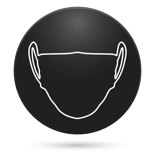 Medical Mask Icon Black Circle Button Vector Illustration — Vetor de Stock