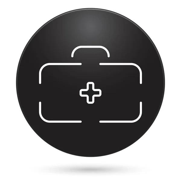 Medizinisches Koffer Symbol Schwarzer Kreis Knopf Vektorillustration — Stockvektor