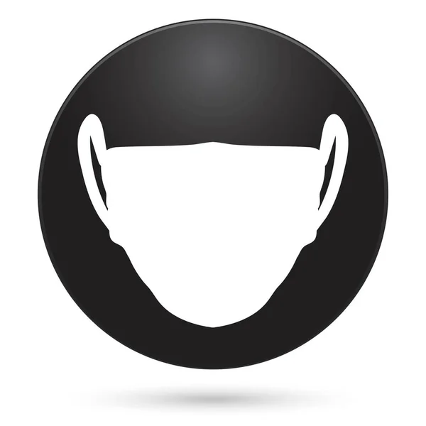 Medical Mask Icon Black Circle Button Vector Illustration — Vetor de Stock
