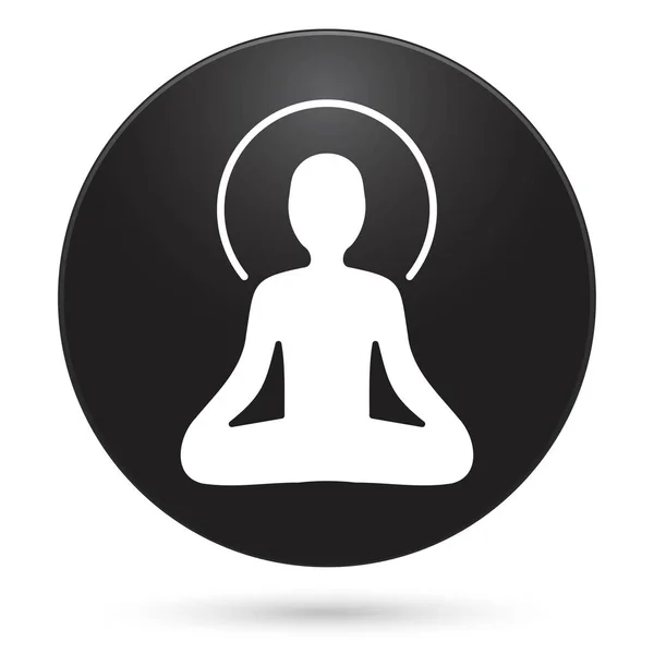 Meditation Icon Black Circle Button Vector Illustration – Stock-vektor