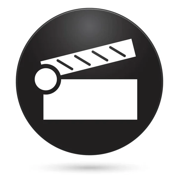 Movie Clap Icon Black Circle Button Vector Illustration — Image vectorielle