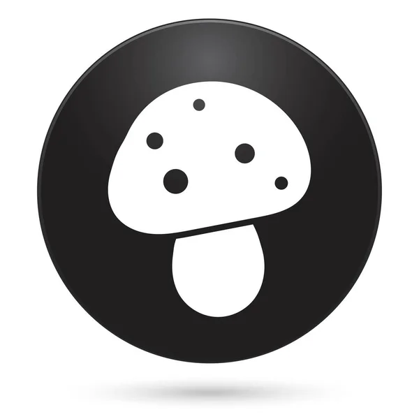 Mushroom Icon Black Circle Button Vector Illustration — Image vectorielle