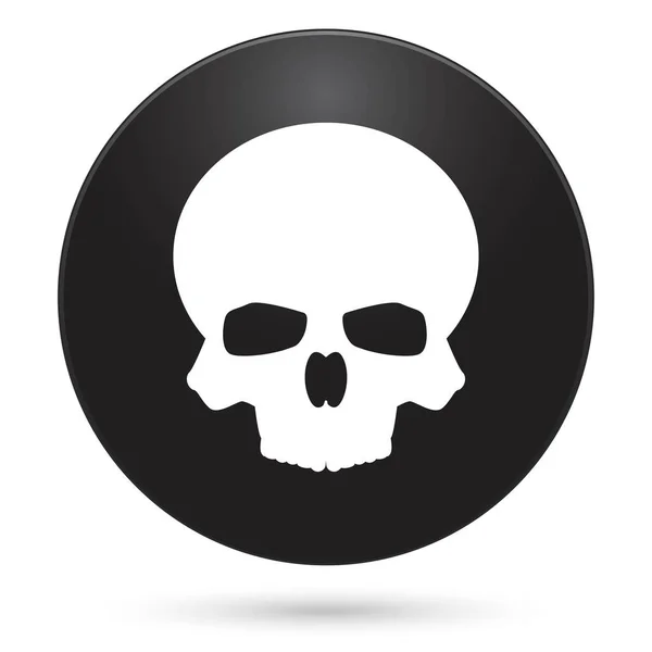 Icono Del Cráneo Humano Botón Círculo Negro Ilustración Vectorial — Vector de stock