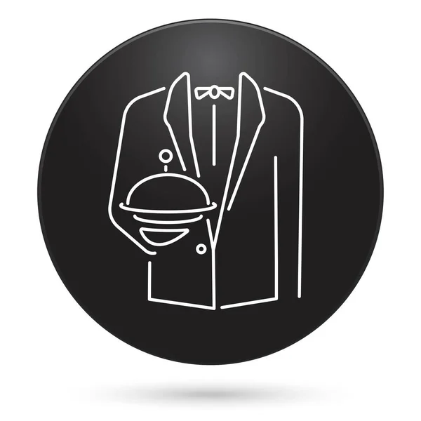 Waiter Icon Black Circle Button Vector Illustration — Image vectorielle