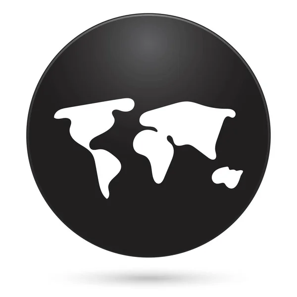 World Map Icon Black Circle Button Vector Illustration — 图库矢量图片