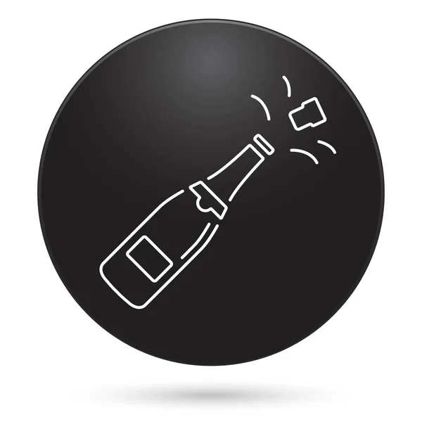 Láhev Šampaňského Ikona Černý Kruh Tlačítko Vektorové Ilustrace — Stockový vektor