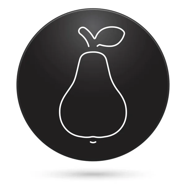 Pear Icon Black Circle Button Vector Illustration — 图库矢量图片
