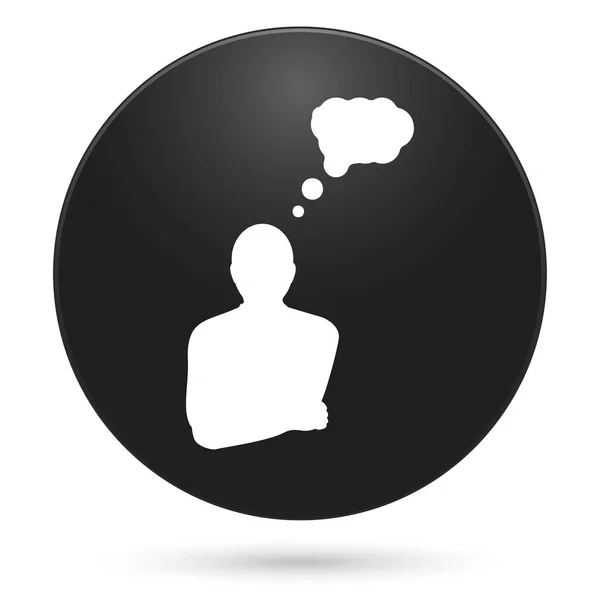 Pensive Man Icon Black Circle Button Vector Illustration — Vetor de Stock