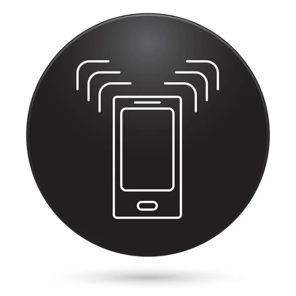 Phone Call Icon Black Circle Button Vector Illustration — Image vectorielle