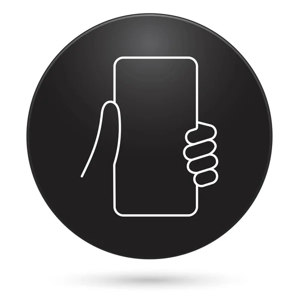 Phone Hand Icon Black Circle Button Vector Illustration — Image vectorielle