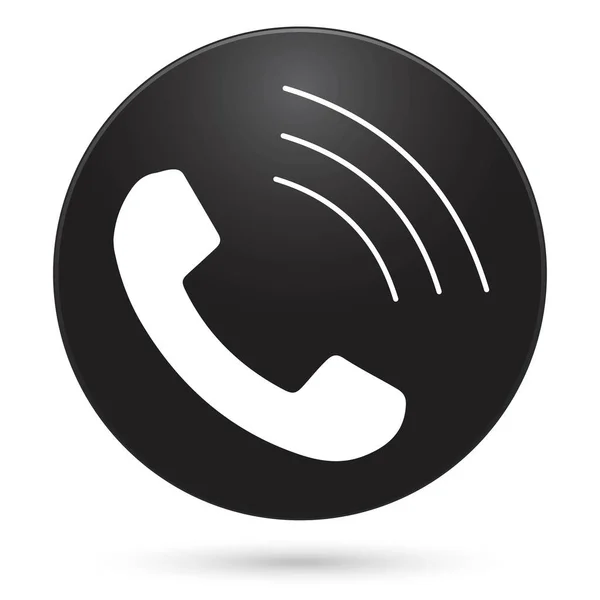 携帯電話のアイコン 黒丸ボタン ベクトルイラスト — ストックベクタ
