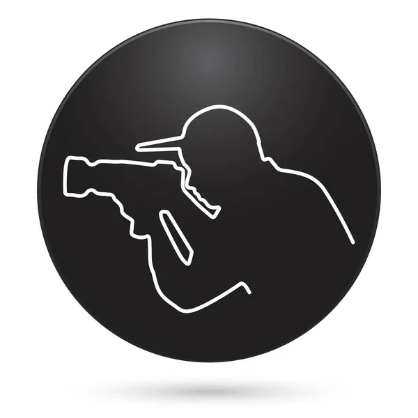 Εικονίδιο Φωτογράφου Μαύρο Κουμπί Κύκλου Διανυσματική Απεικόνιση — Διανυσματικό Αρχείο