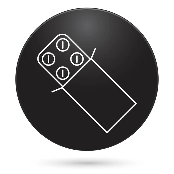 Pills Icon Black Circle Button Vector Illustration — ストックベクタ