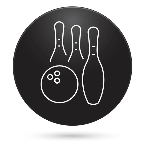 Pin Bowling Icon Black Circle Button Vector Illustration — Vetor de Stock