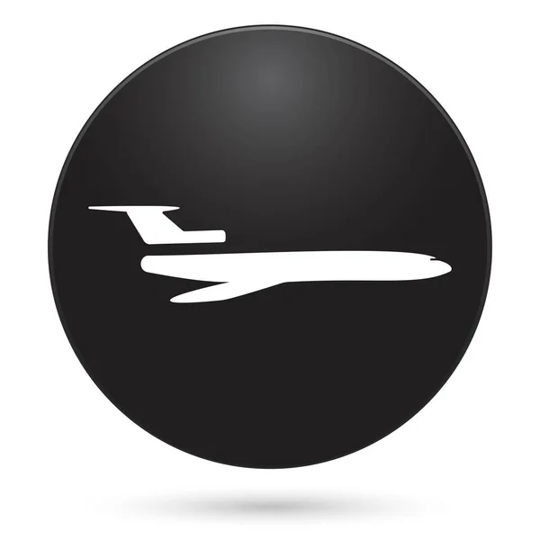 Εικονίδιο Αεροπλάνου Μαύρο Κουμπί Κύκλου Διανυσματική Απεικόνιση — Διανυσματικό Αρχείο