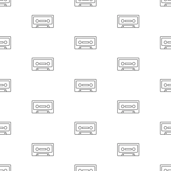 Audio Cassette Seamless Pattern Isolated White Background — Vector de stock