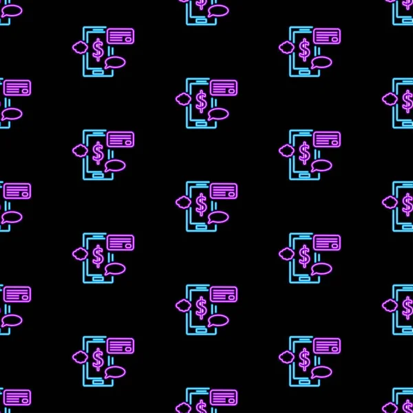 Marketing Phone Seamless Pattern Bright Vector Illustration Black Background Vector — 图库矢量图片