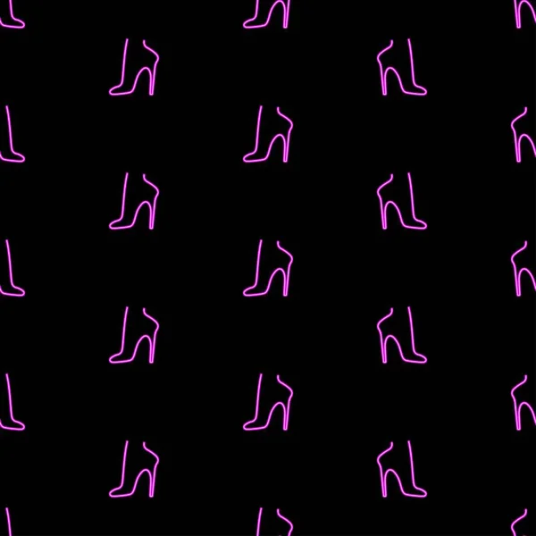 Shoes Heel Seamless Pattern Bright Vector Illustration Black Background Vector — Stock Vector