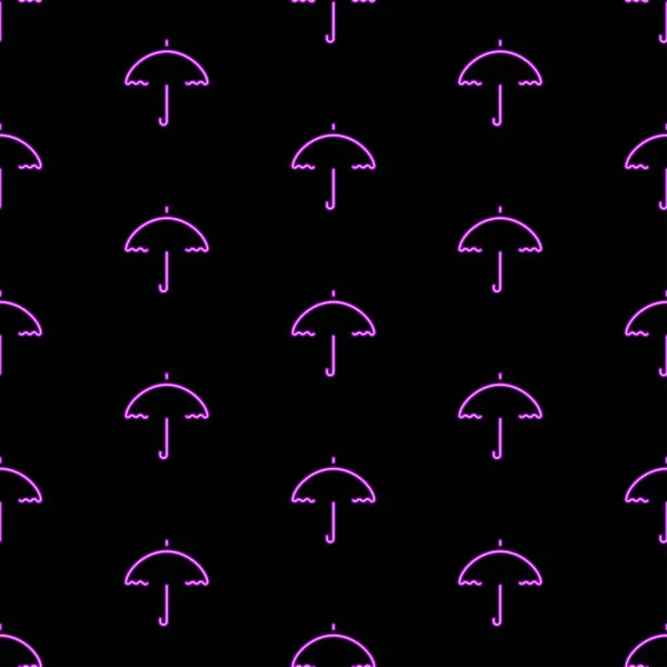 Umbrella Seamless Pattern Bright Vector Illustration Black Background Vector Illustration — Vetor de Stock