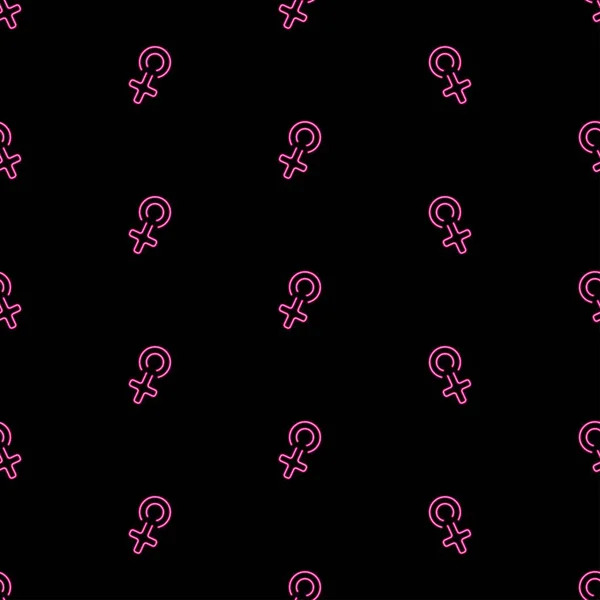 Woman Symbol Seamless Pattern Bright Vector Illustration Black Background Vector — 图库矢量图片