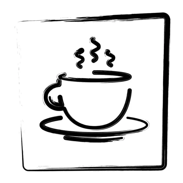 Значок Чашки Кофе Мазки Кисти Рамке Векторная Иллюстрация — стоковый вектор