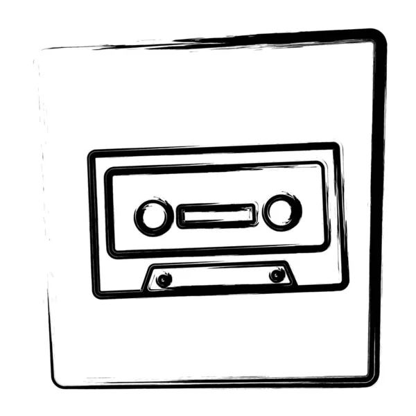 Audio Cassette Brush Frame Vector Illustration — Vector de stock