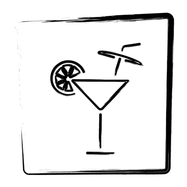 Cocktailpictogram Borstel Het Frame Vectorillustratie — Stockvector