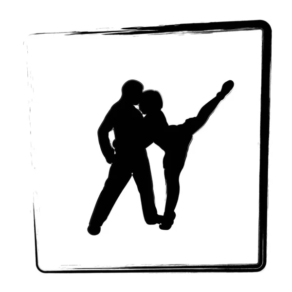 Icono Pareja Bailando Marco Cepillo Ilustración Vectorial — Vector de stock