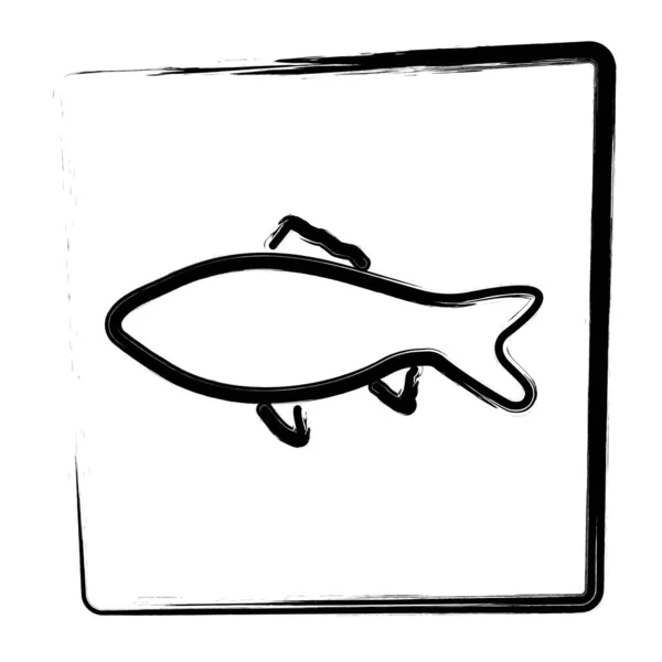 Pincel Pescado Marco Ilustración Vectorial — Archivo Imágenes Vectoriales