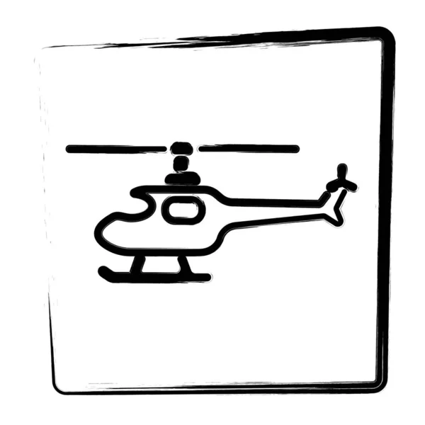 Helicopter Framed Brush Strokes Vector Illustration — Stockvector