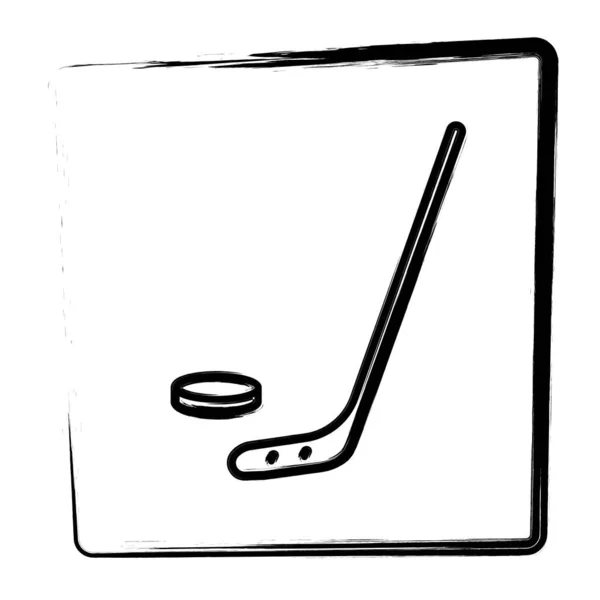 Gerahmte Hockeypinsel Vektorillustration — Stockvektor