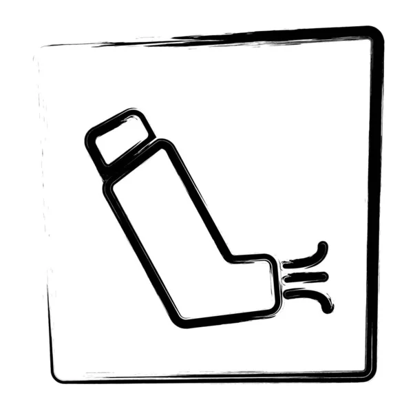 Inhaler Icon Framed Brush Strokes Vector Illustration — Stockvektor
