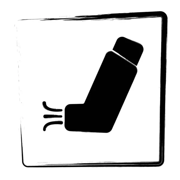 Inhaler Icon Framed Brush Strokes Vector Illustration — ストックベクタ