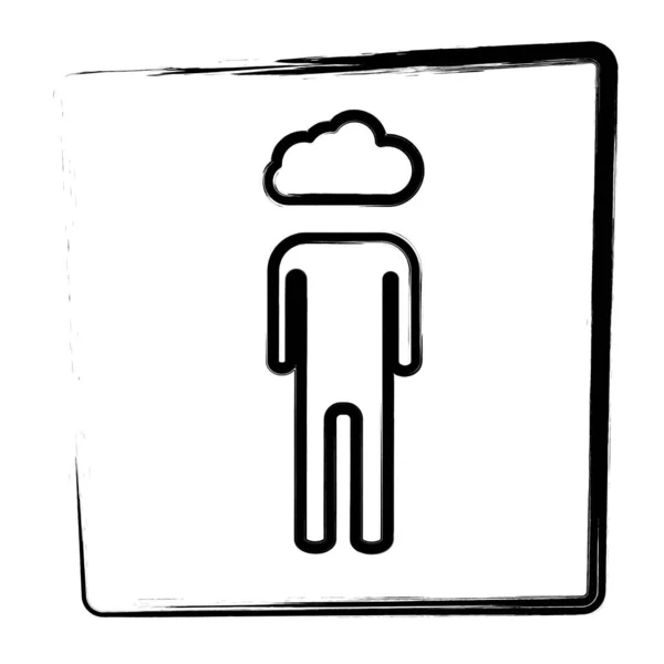 Man Head Cloud Icon Framed Brush Strokes Vector Illustration — 图库矢量图片