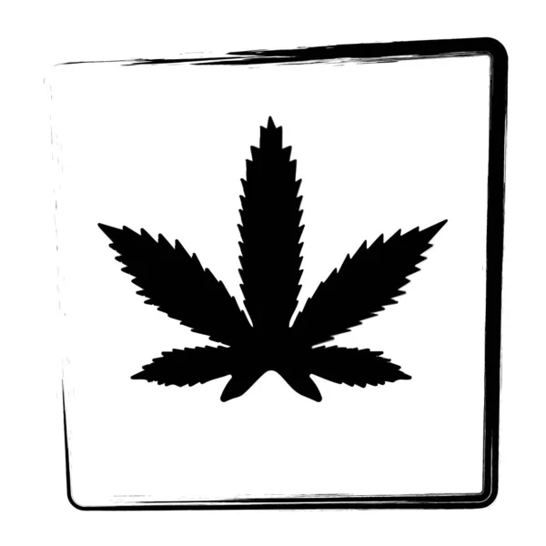 Marihuana Icoon Ingelijste Penseelstreken Vectorillustratie — Stockvector