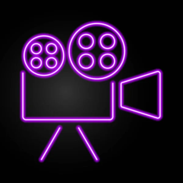 Kamera neon ışığı, modern parlayan pankart tasarımı, renkli modern tasarım trendleri siyah arka planda. Vektör illüstrasyonu.