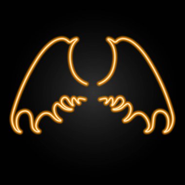 ejderha kanatları neon ışığı, modern parlayan pankart tasarımı, renkli modern tasarım trendleri siyah arka planda. Vektör illüstrasyonu.