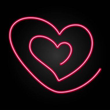 Kalp atışı neon işareti, modern parlayan pankart tasarımı, siyah arkaplanda renkli modern tasarım trendleri. Vektör illüstrasyonu.