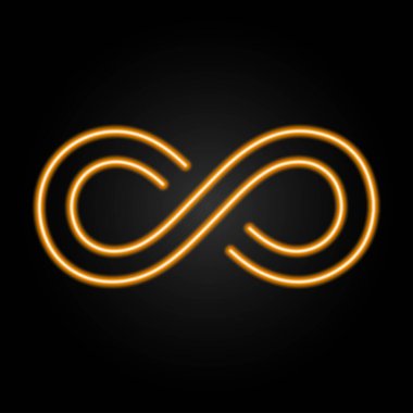 Sonsuz neon ışığı, modern parlayan pankart tasarımı, renkli modern tasarım eğilimleri siyah arka planda. Vektör illüstrasyonu.