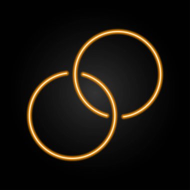 Halkalar neon ışığı, modern parlayan pankart tasarımı, renkli modern tasarım trendleri siyah arka planda. Vektör illüstrasyonu.