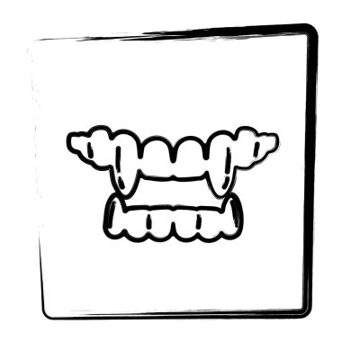 Vampir dişleri, çerçeve fırça darbeleri, vektör illüstrasyonu.