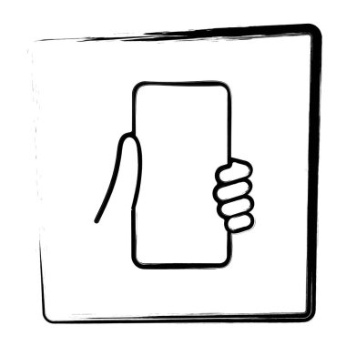 telefon elde, fırça çerçevesi, vektör illüstrasyonu.