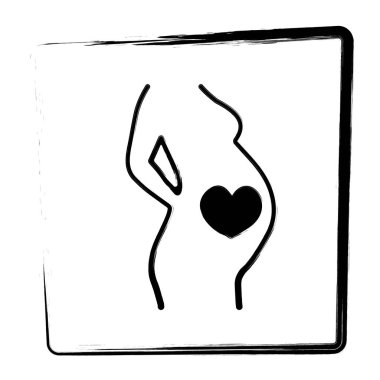 hamilelik, fırça çerçevesi, vektör illüstrasyonu.