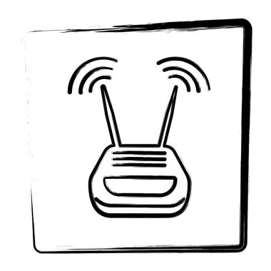 router simgesi. Fırça çerçevesi. Vektör illüstrasyonu.