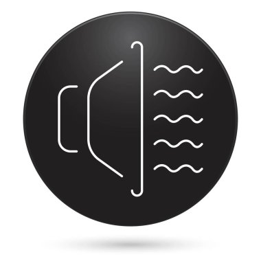 Hoparlör simgesi, siyah daire düğmesi, vektör illüstrasyonu.